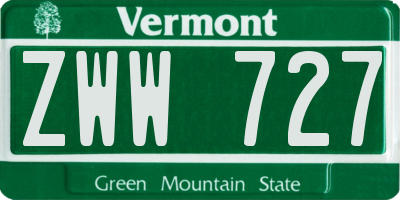 VT license plate ZWW727