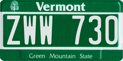 VT license plate ZWW730