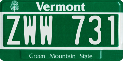 VT license plate ZWW731