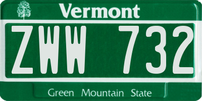 VT license plate ZWW732