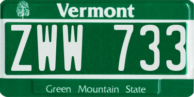 VT license plate ZWW733