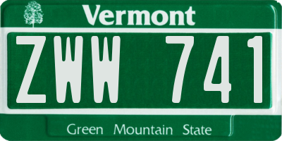 VT license plate ZWW741