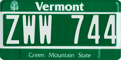 VT license plate ZWW744