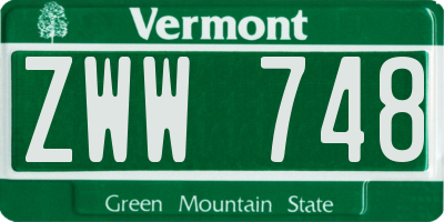 VT license plate ZWW748