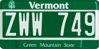 VT license plate ZWW749