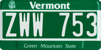 VT license plate ZWW753