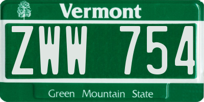 VT license plate ZWW754
