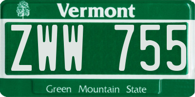 VT license plate ZWW755
