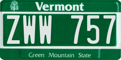 VT license plate ZWW757