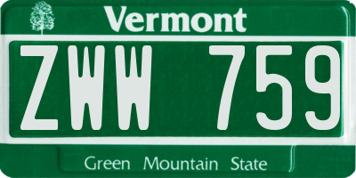 VT license plate ZWW759
