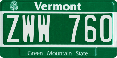 VT license plate ZWW760