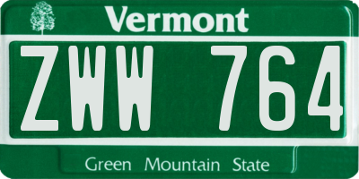 VT license plate ZWW764