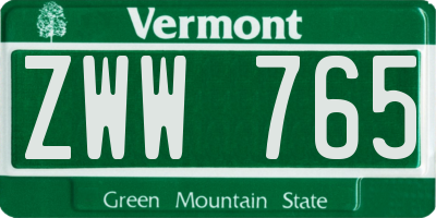 VT license plate ZWW765