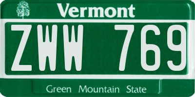 VT license plate ZWW769