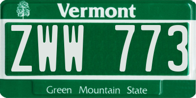 VT license plate ZWW773