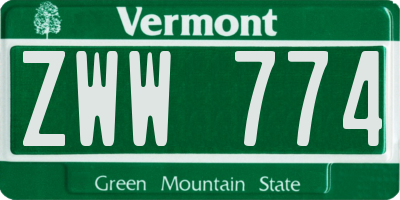 VT license plate ZWW774