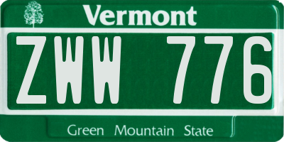 VT license plate ZWW776