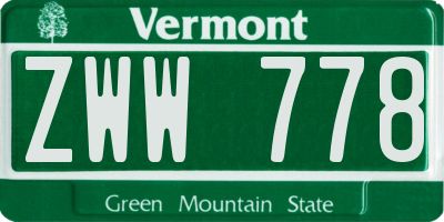 VT license plate ZWW778