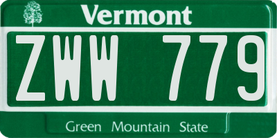 VT license plate ZWW779
