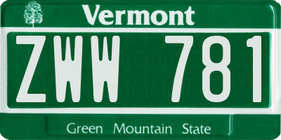 VT license plate ZWW781