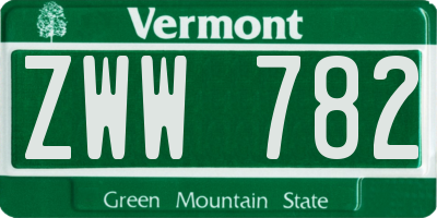 VT license plate ZWW782