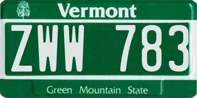 VT license plate ZWW783