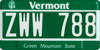 VT license plate ZWW788