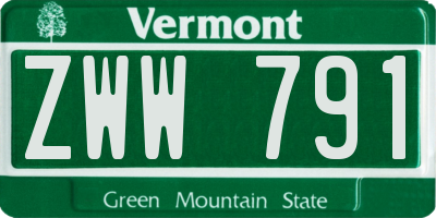 VT license plate ZWW791