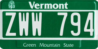 VT license plate ZWW794