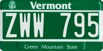 VT license plate ZWW795