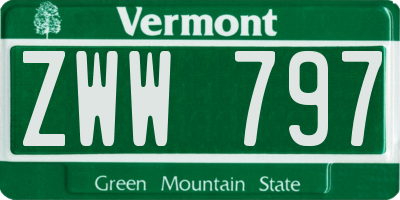 VT license plate ZWW797