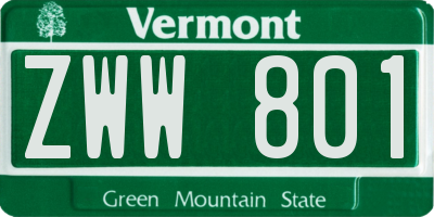 VT license plate ZWW801
