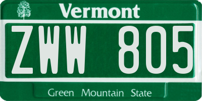 VT license plate ZWW805