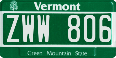 VT license plate ZWW806
