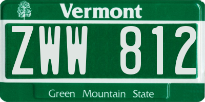 VT license plate ZWW812
