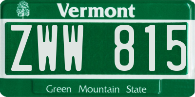 VT license plate ZWW815