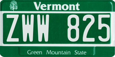 VT license plate ZWW825