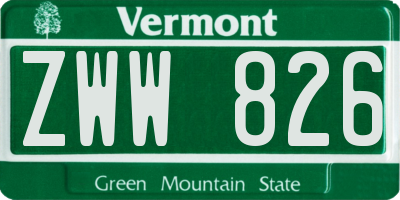 VT license plate ZWW826