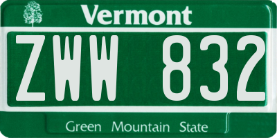 VT license plate ZWW832
