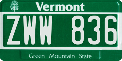 VT license plate ZWW836
