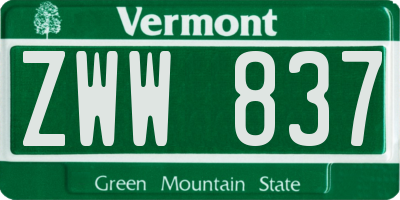VT license plate ZWW837