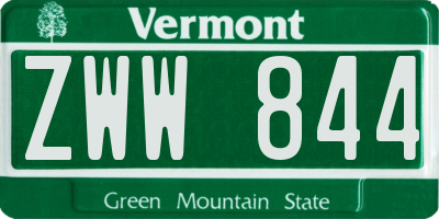 VT license plate ZWW844
