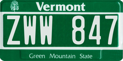 VT license plate ZWW847