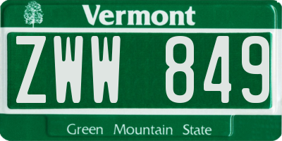 VT license plate ZWW849
