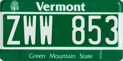 VT license plate ZWW853
