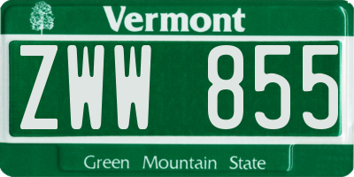 VT license plate ZWW855