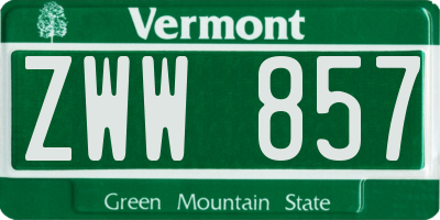 VT license plate ZWW857