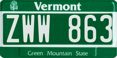 VT license plate ZWW863