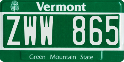 VT license plate ZWW865