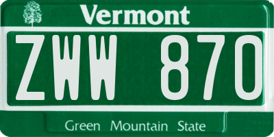 VT license plate ZWW870